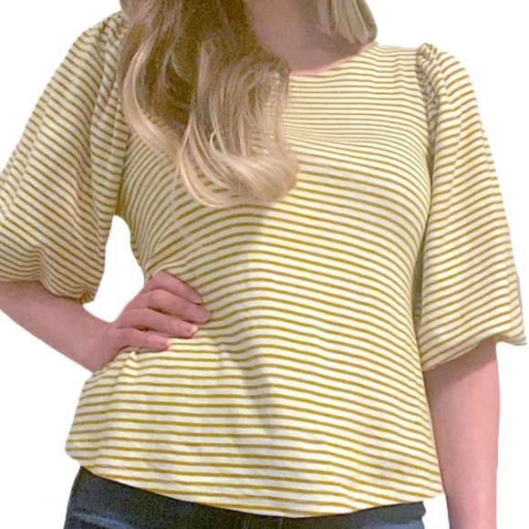 Anthropologie Tops - Anthropologie Eri + Ali Striped Puff Sleeve Top